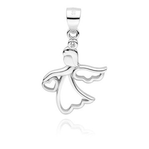 Pandantiv argint ingeras cu piatra si inima DiAmanti Z1713C-DIA (Argint 925‰ 1,2 g.)